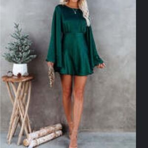 VICI Elegant Green Long Sleeve Dress